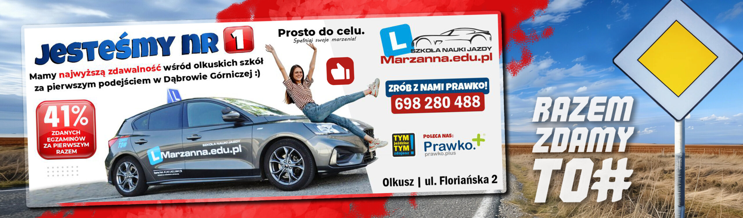 Jesteśmy nr 1 – baner OSK Marzanna